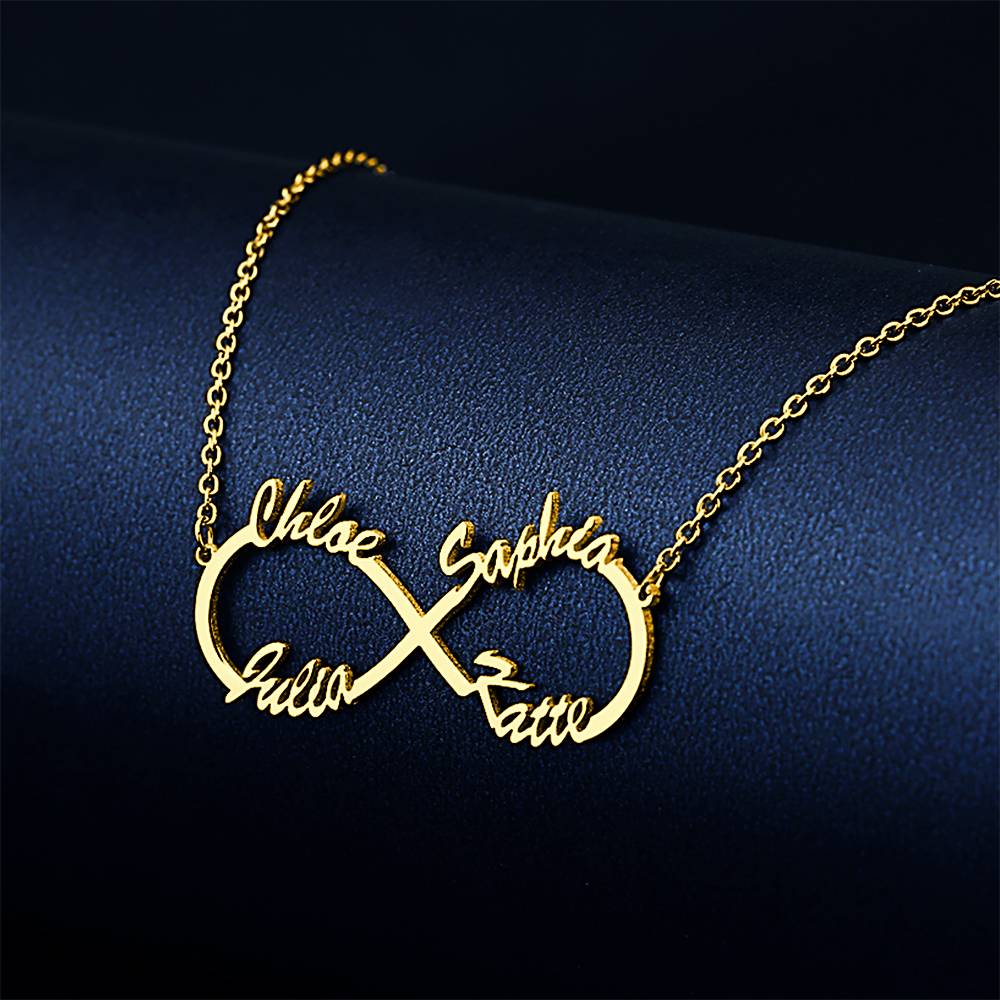 Collana Infinito 4 Nomi Argento S925 Famiglia Personalizzato idea mamma