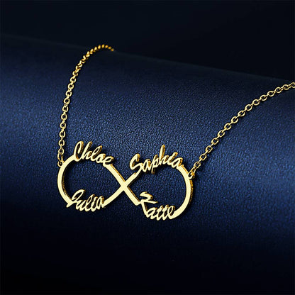 Collana Infinito 4 Nomi Argento S925 Famiglia Personalizzato idea mamma