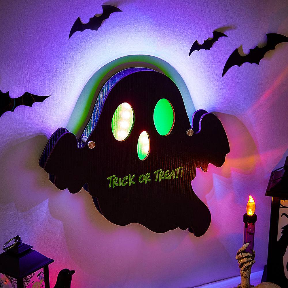 Luce Notturna Fantasmino Trick or Treat Personalizzata Nome Testo Frase Regalo Halloween
