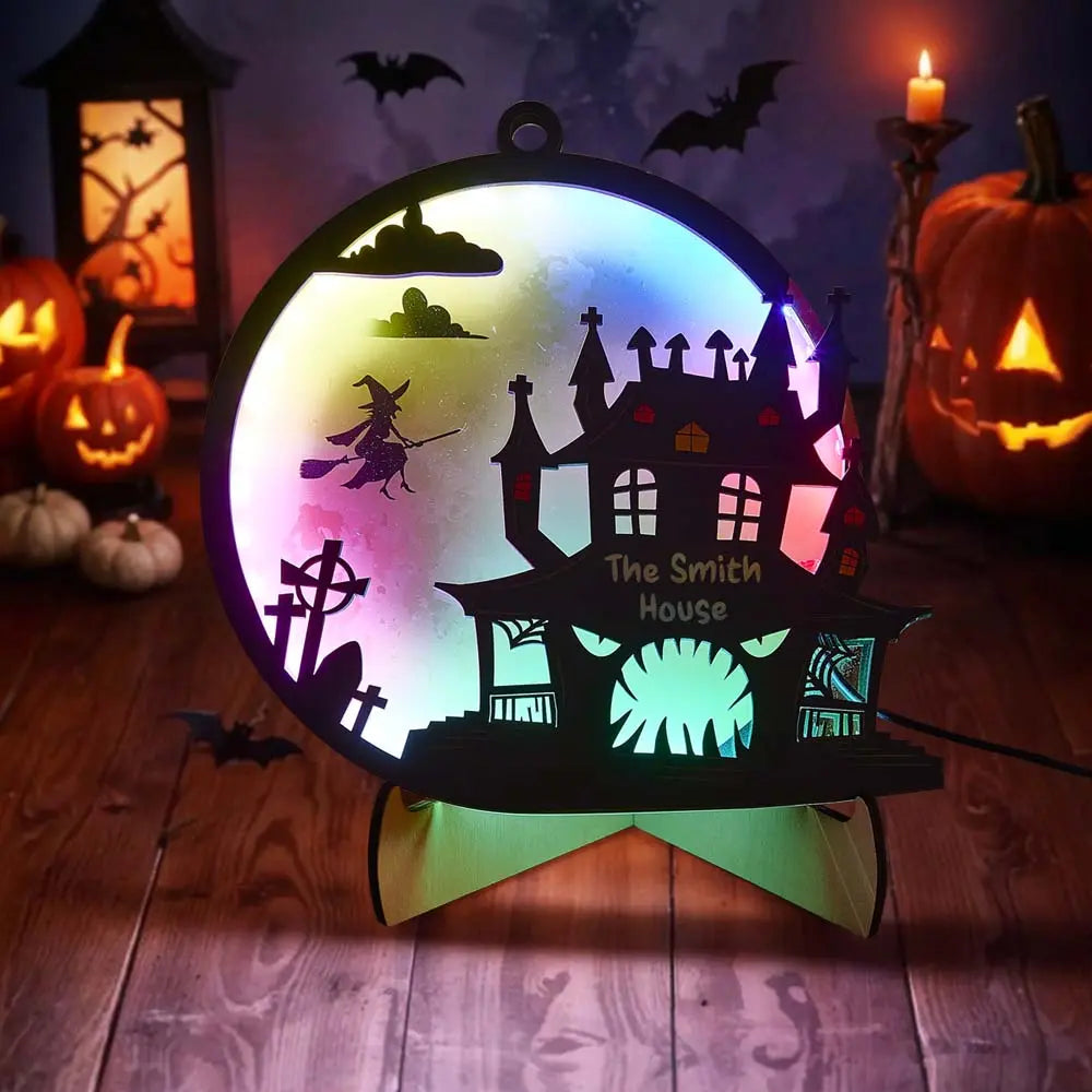 Luce Notte Halloween Personalizzata con Nome Cognome Famiglia Lampada LED Decorazione