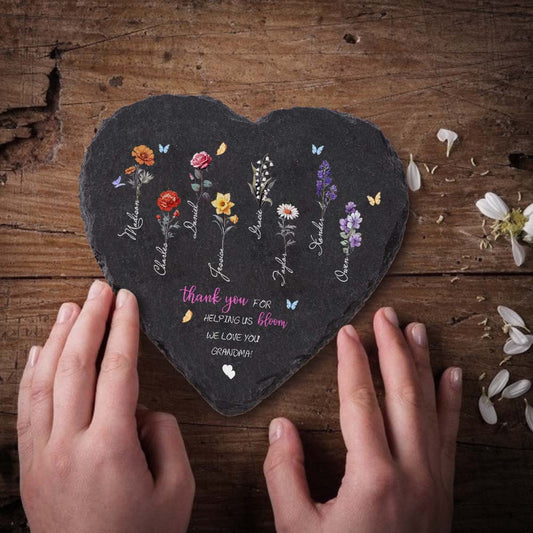Pietra da Giardino Personalizzata Fiori di Nascita Regalo Mamma Nonna