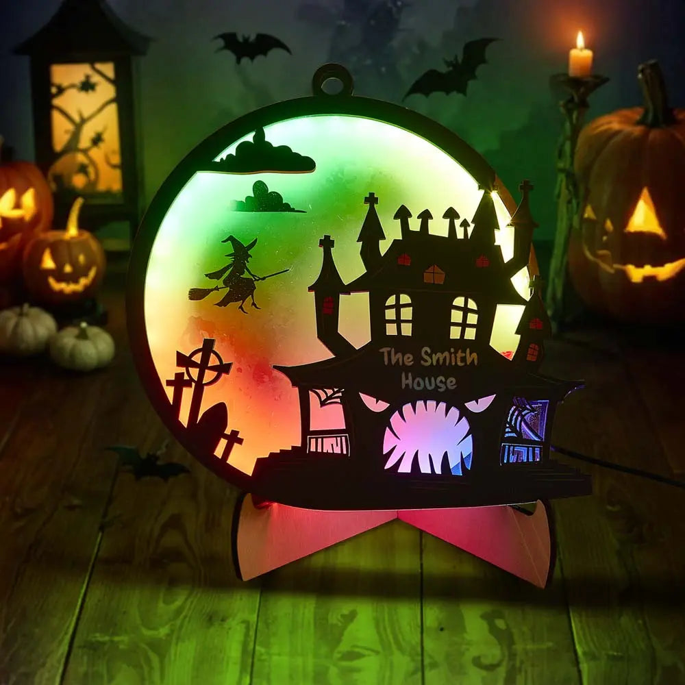 Luce Notte Halloween Personalizzata con Nome Cognome Famiglia Lampada LED Decorazione