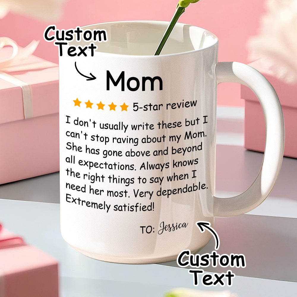 Tazza Personalizzata con Nome "Recensione 5 Stelle" Mamma