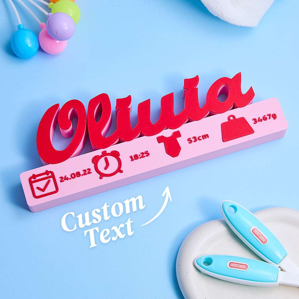 Annuncio Nascita 3D Personalizzato Regalo Neonato Nome
