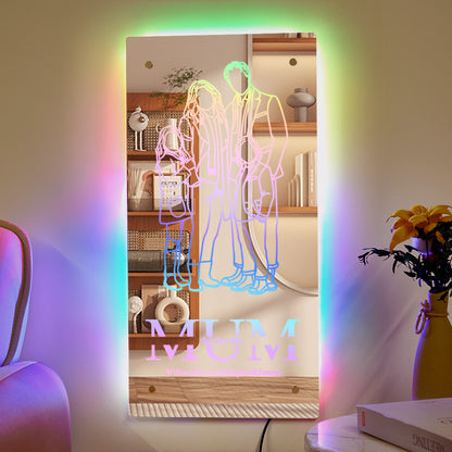 Specchio LED Personalizzato con Foto Silhouette stilizzate Regalo Mamma