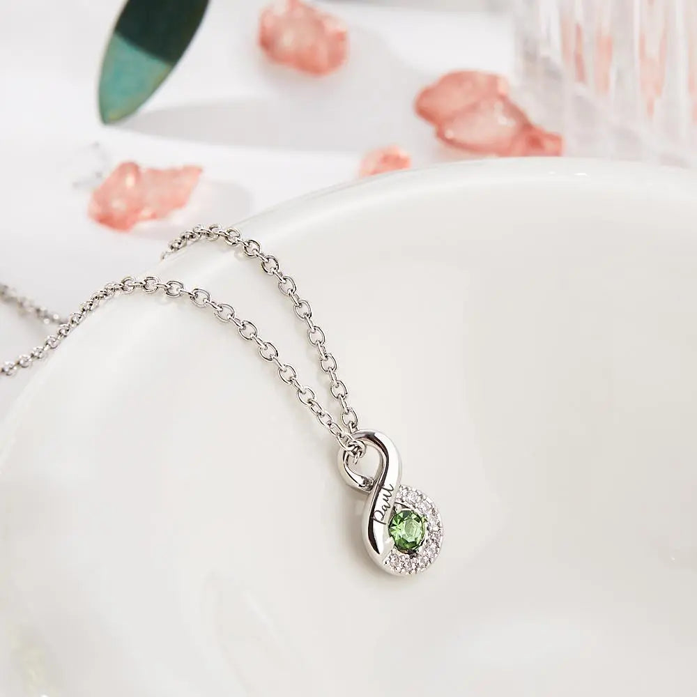 Collana Infinito "Legame Eterno" – Personalizzata con Nomi e Pietre di Nascita - idea regalo mamma