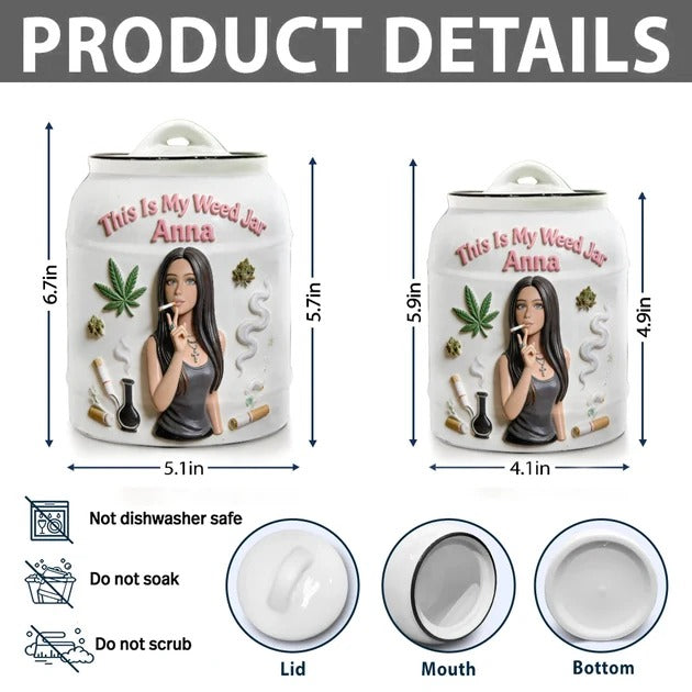 Barattolo Cannabis Personalizzato Ceramica Stash Jar Foto