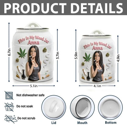 Barattolo Cannabis Personalizzato Ceramica Stash Jar Foto