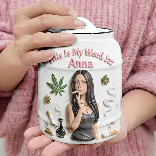 Barattolo Cannabis Personalizzato Ceramica Stash Jar Foto