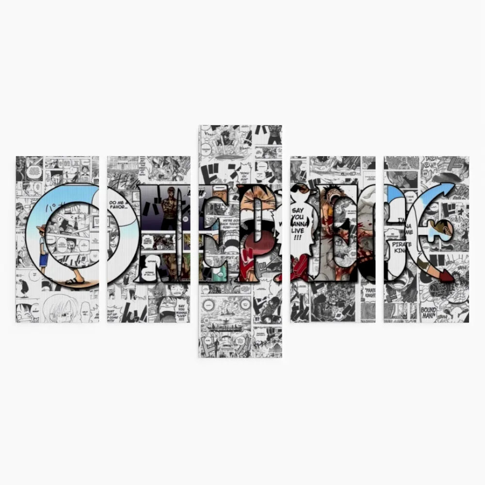 Quadri One Piece 5 Pezzi Set Canvas Multipannello Anime Manga da Parete