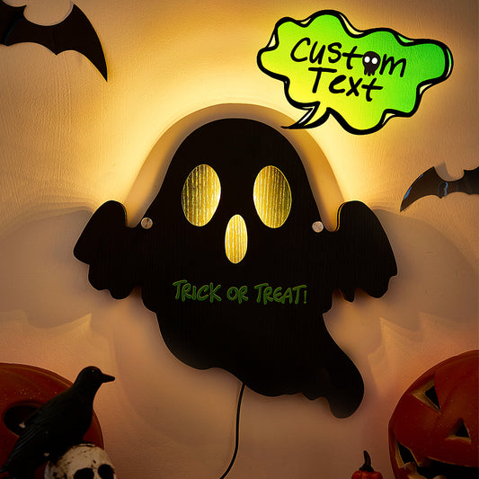Luce Notturna Fantasmino Trick or Treat Personalizzata Nome Testo Frase Regalo Halloween