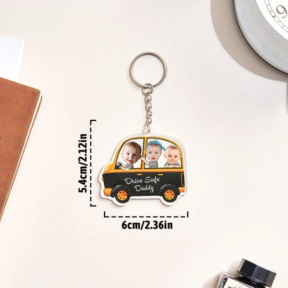 Portachiavi Personalizzato "Guida con Prudenza" - Portachiavi a Forma di Auto Personalizzato - Regalo per Papà