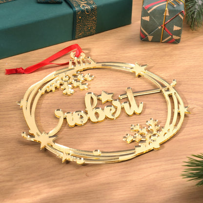 Ornamento Natale Personalizzato con Nome Decorazione Albero Regalo Plexiglass Glitter