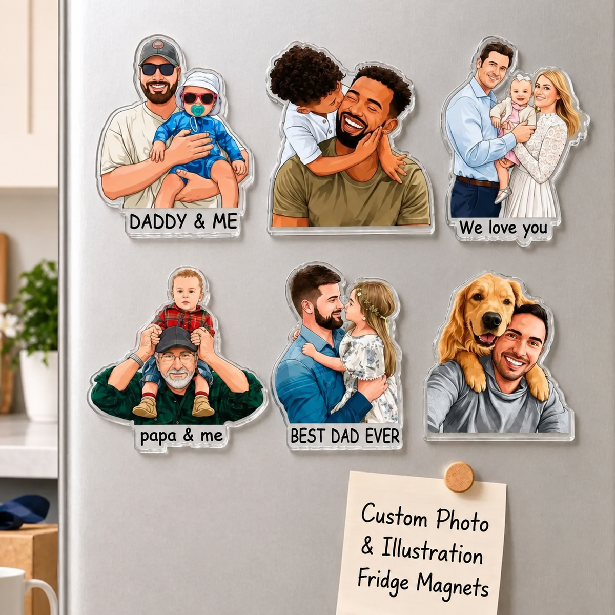 Magnete Ritratto Personalizzato da Foto Regalo Coppia Famiglia