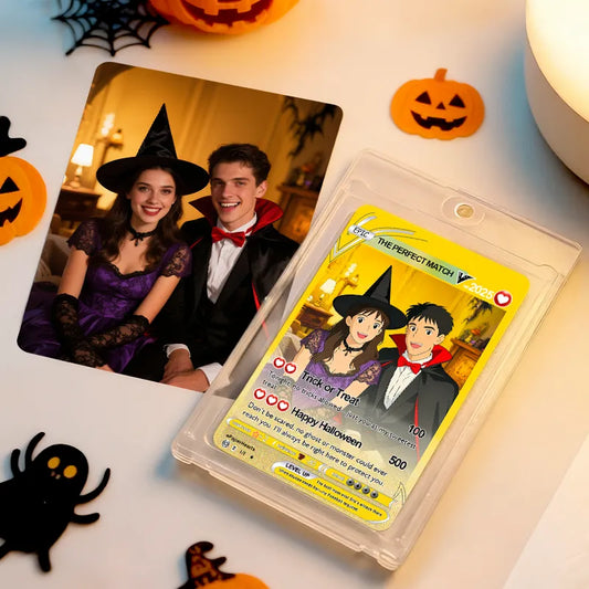 Carta Stile Pokémon Personalizzata Halloween Foto con Custodia Acrilico Regalo Idea