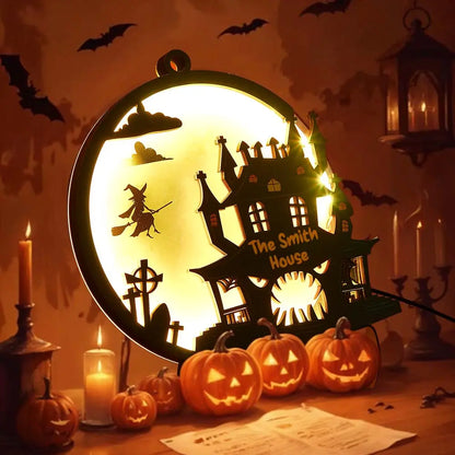 Luce Notte Halloween Personalizzata con Nome Cognome Famiglia Lampada LED Decorazione