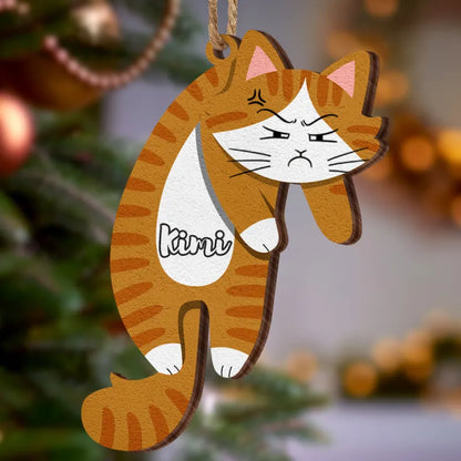 Pallina Natale Gatto Legno Personalizzata Nome Regalo Cat Lover Decorazione Appendino