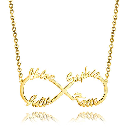Collana Infinito 4 Nomi Argento S925 Famiglia Personalizzato idea mamma