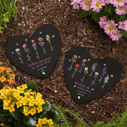 Pietra da Giardino Personalizzata Fiori di Nascita Regalo Mamma Nonna