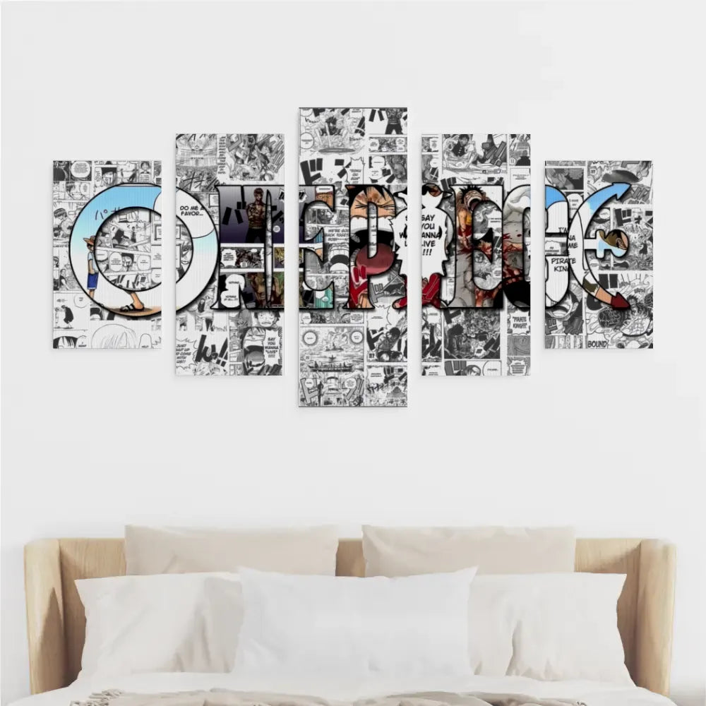 Quadri One Piece 5 Pezzi Set Canvas Multipannello Anime Manga da Parete