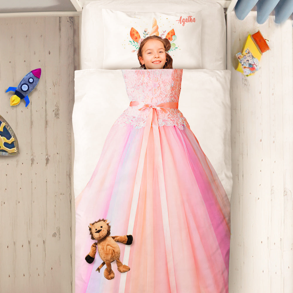 Set Copripiumino Principessa Personalizzato con Nome  2 Pezzi