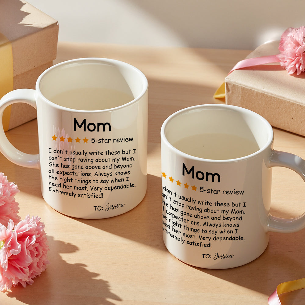 Tazza Personalizzata con Nome "Recensione 5 Stelle" Mamma