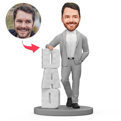 Bobblehead Personalizzata "Business Dad" - Statuina su Misura con Foto e Testo