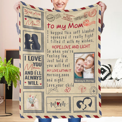 Coperta Personalizzata con Foto per Mamma o Papà| Regalo Lettera d'Amore