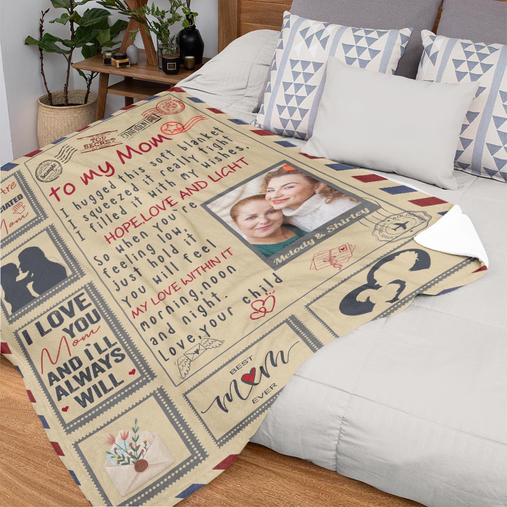Coperta Personalizzata con Foto per Mamma o Papà| Regalo Lettera d'Amore