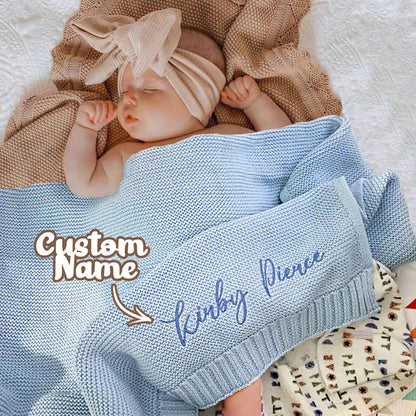 Copertina Neonato Personalizzata con Nome Ricamato Regalo Nascita Elegante