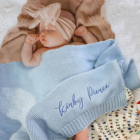 Copertina Neonato Personalizzata con Nome Ricamato Regalo Nascita Elegante