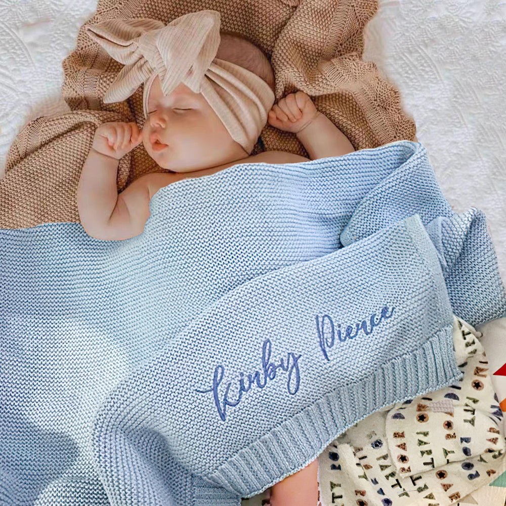 Copertina Neonato Personalizzata con Nome Ricamato Regalo Nascita Elegante