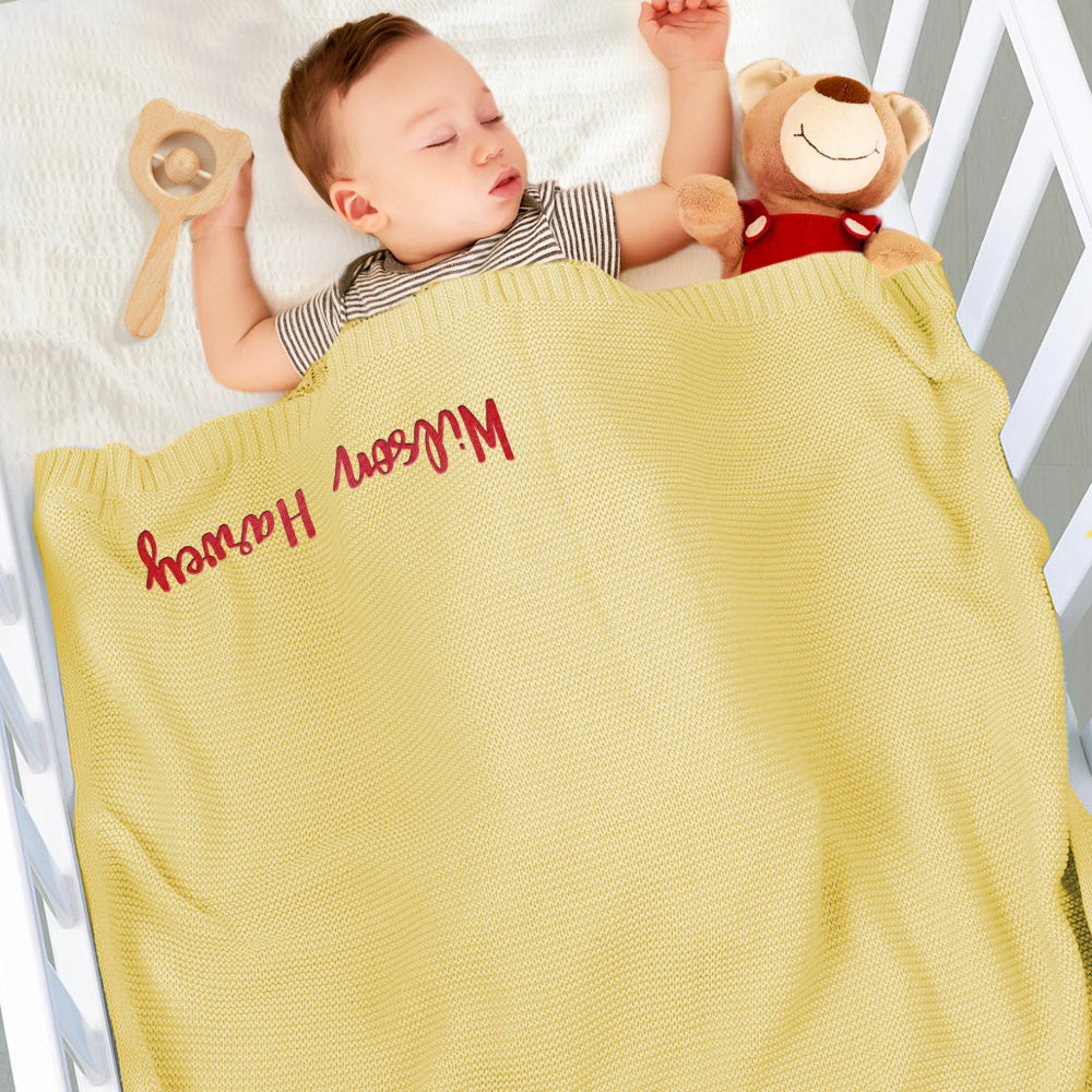 Copertina Neonato Personalizzata con Nome Ricamato Regalo Nascita Elegante
