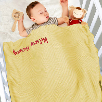 Copertina Neonato Personalizzata con Nome Ricamato Regalo Nascita Elegante