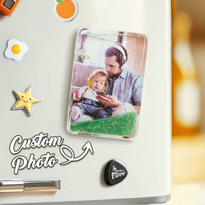 Calamita da Frigo Personalizzata con Foto | Con Brillantini Effetto Sabbie Mobili papà
