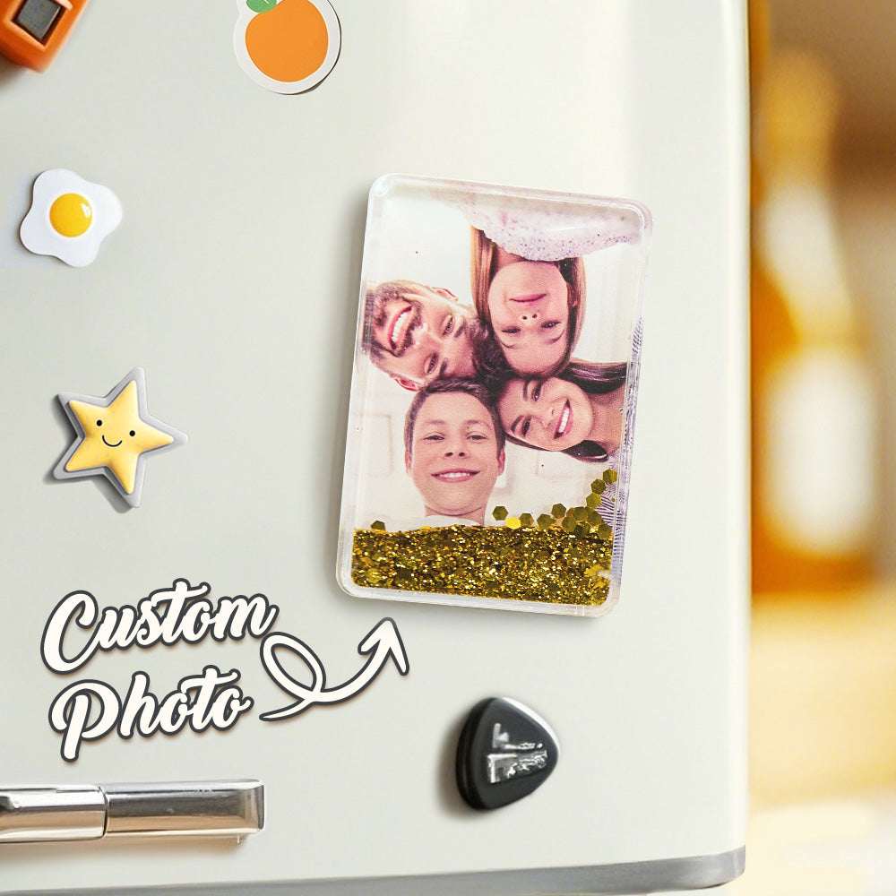 Calamita da Frigo Personalizzata con Foto | Con Brillantini Effetto Sabbie Mobili papà