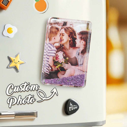 Calamita da Frigo Personalizzata con Foto | Con Brillantini Effetto Sabbie Mobili papà