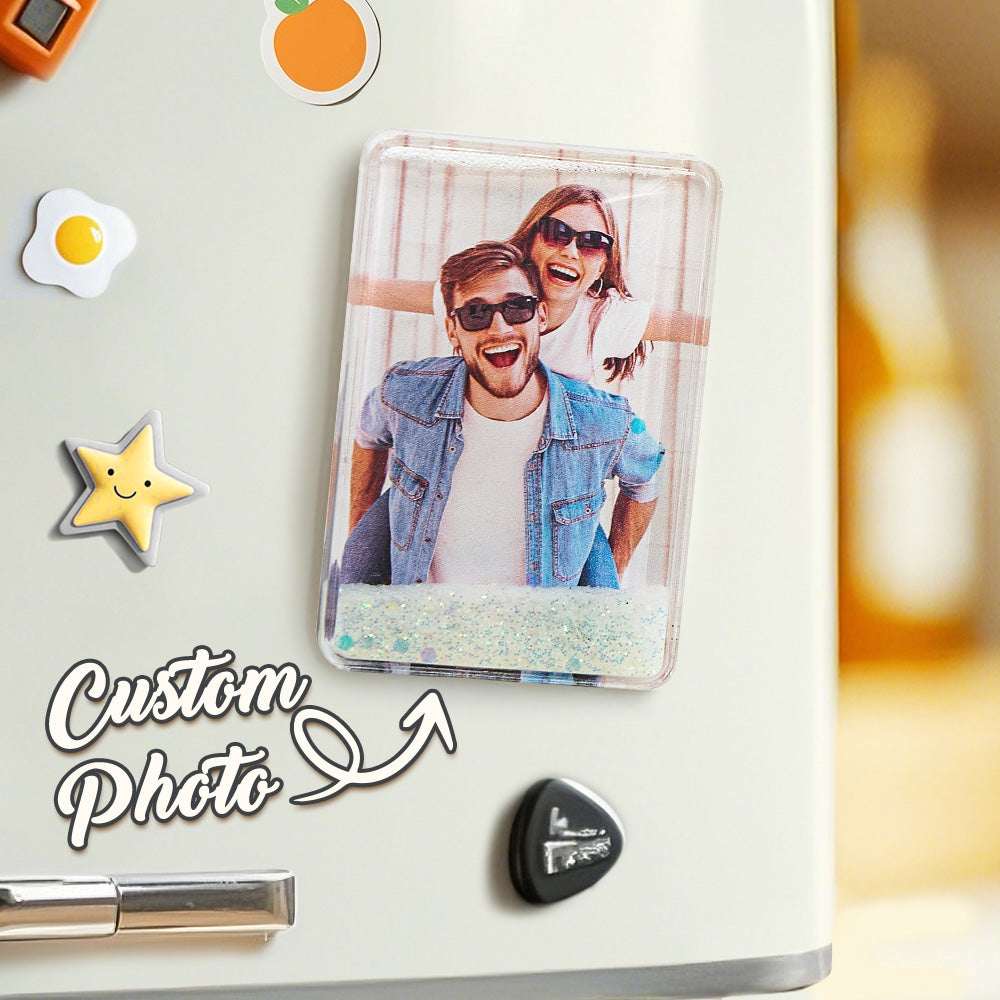 Calamita da Frigo Personalizzata con Foto | Con Brillantini Effetto Sabbie Mobili papà