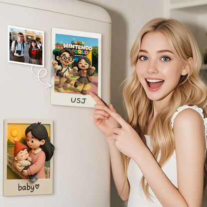 Calamita 3D Acrilico Personalizzata Foto Viaggio e Testo Regalo Anniversario mamma papà