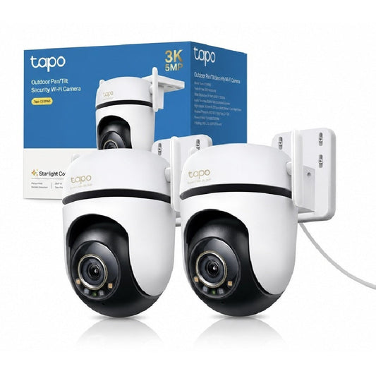 下架Tapo C530WS Telecamera Wi-Fi Esterno, 3K 5MP, 360° Visuale, Visione Notturna a Colori Starlight, Wi-Fi/Ethernet, 2pz, ⚠️Non a batteria