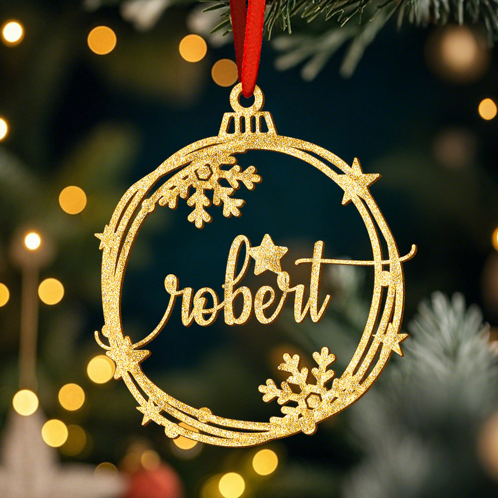 Ornamento Natale Personalizzato con Nome Decorazione Albero Regalo Plexiglass Glitter