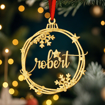 Ornamento Natale Personalizzato con Nome Decorazione Albero Regalo Plexiglass Glitter