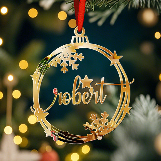 Ornamento Natale Personalizzato con Nome Decorazione Albero Regalo Plexiglass Glitter