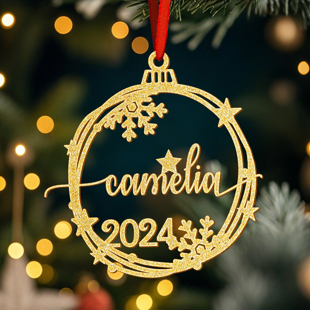 Ornamento Natale Personalizzato con Nome Decorazione Albero Regalo Plexiglass Glitter