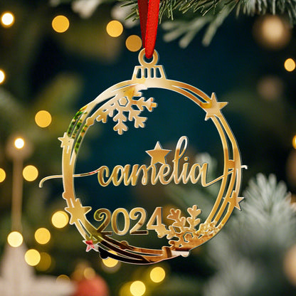 Ornamento Natale Personalizzato con Nome Decorazione Albero Regalo Plexiglass Glitter