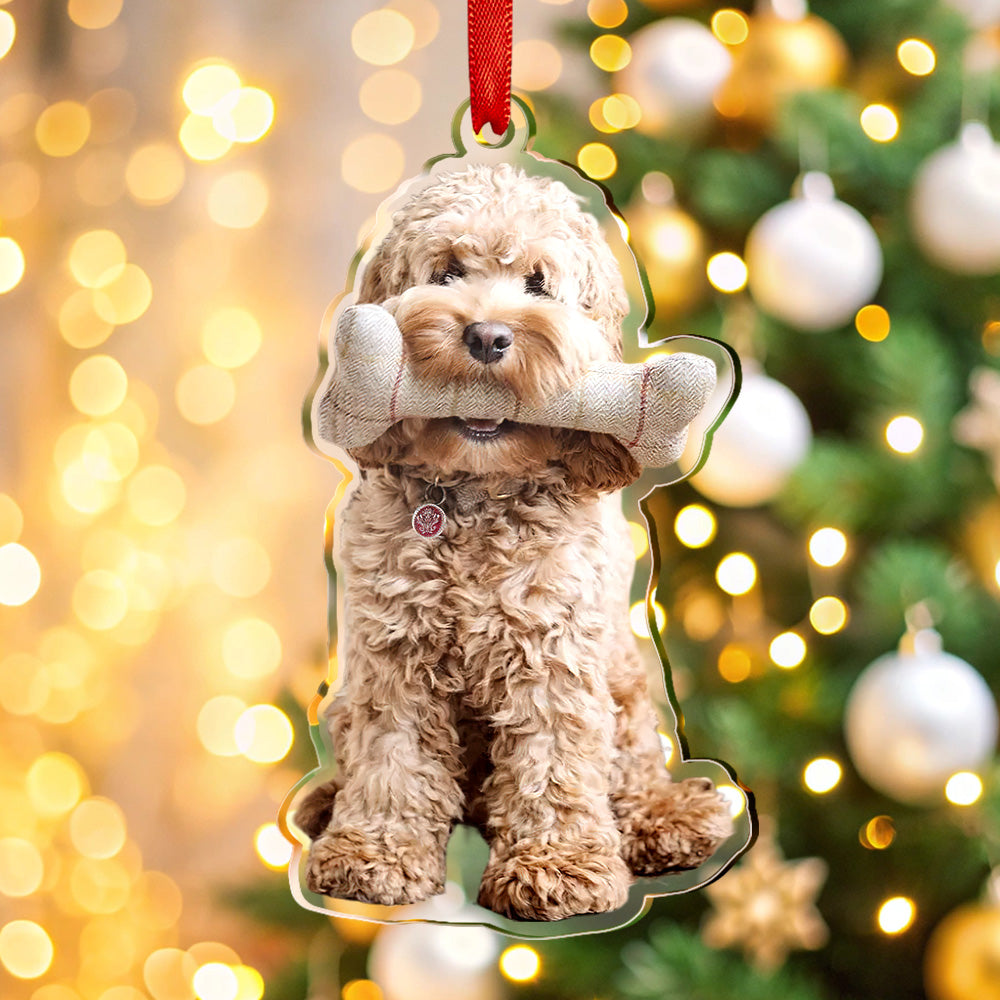 Pallina Natale Acrilico Sagomata Foto Pet Cane Gatto Regalo Pet Lover Decorazione Appendino