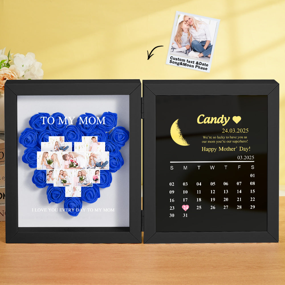 Shadow Box Fiori Personalizzata con Fasi Lunari Regalo Mamma