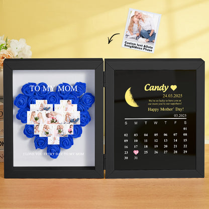 Shadow Box Fiori Personalizzata con Fasi Lunari Regalo Mamma