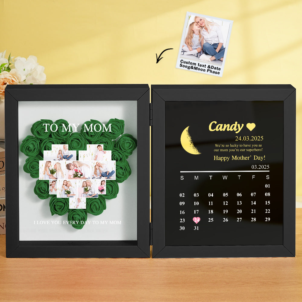Shadow Box Fiori Personalizzata con Fasi Lunari Regalo Mamma