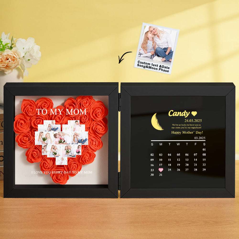 Shadow Box Fiori Personalizzata con Fasi Lunari Regalo Mamma